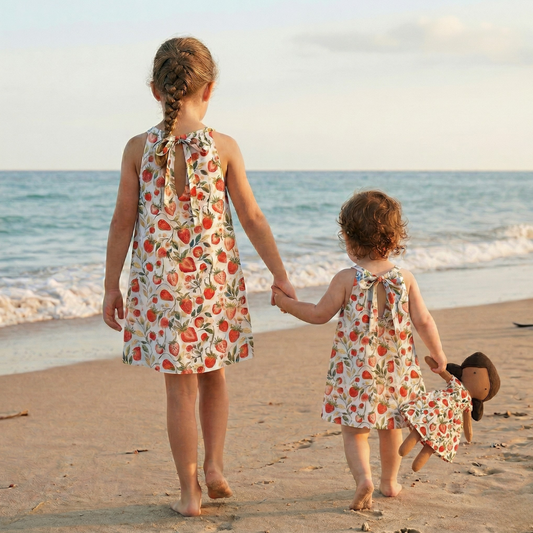 Vanessa - Handmade Girl’s Dress with Matching Doll & Doll Outfit