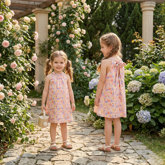 Vanessa - Handmade Girl’s Dress with Matching Doll & Doll Outfit