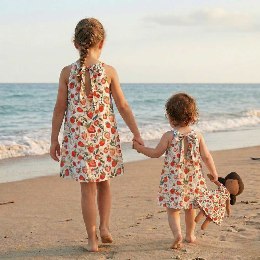 Vanessa - Handmade Girl’s Dress with Matching Doll & Doll Outfit